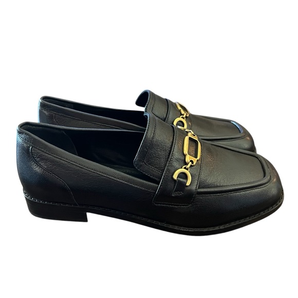Larroudé Patricia Loafer In Black Kidskin Leather Antiqued Gold Hardware NEW 6 - Picture 6 of 11
